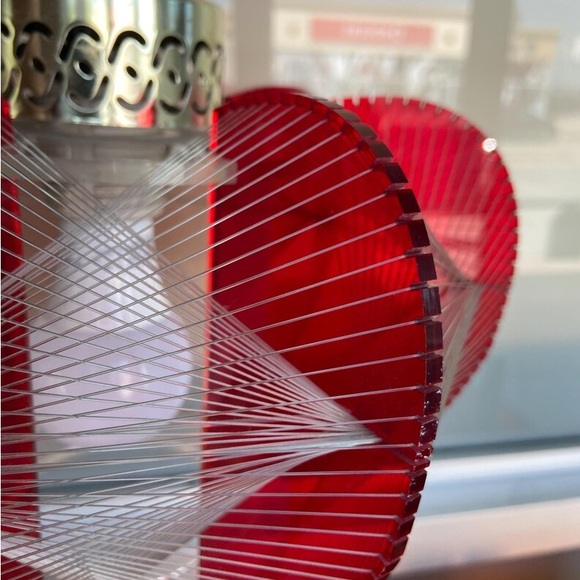 Vintage light fixture hanging red acrylic string atomic Paul Secon style - Picture 5 of 8